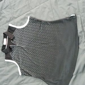 Grand Slam Performance Sleeveless Top Black White 1/4 Zip Womens Medium